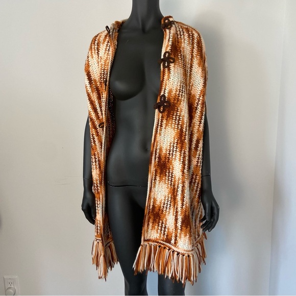 Hand Knit Western Tassel Cape Poncho - Picture 7 of 14